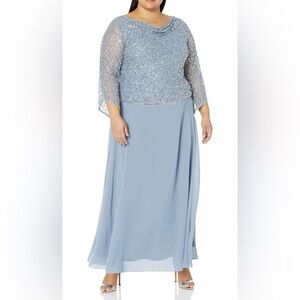 Elegant Blue Sequin Maxi Dress